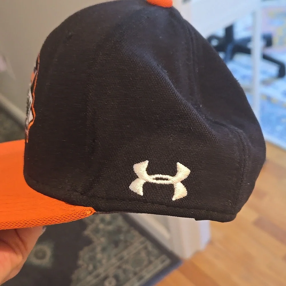 Under Armour Ripken Baseball Cap in Black and Orange Youth